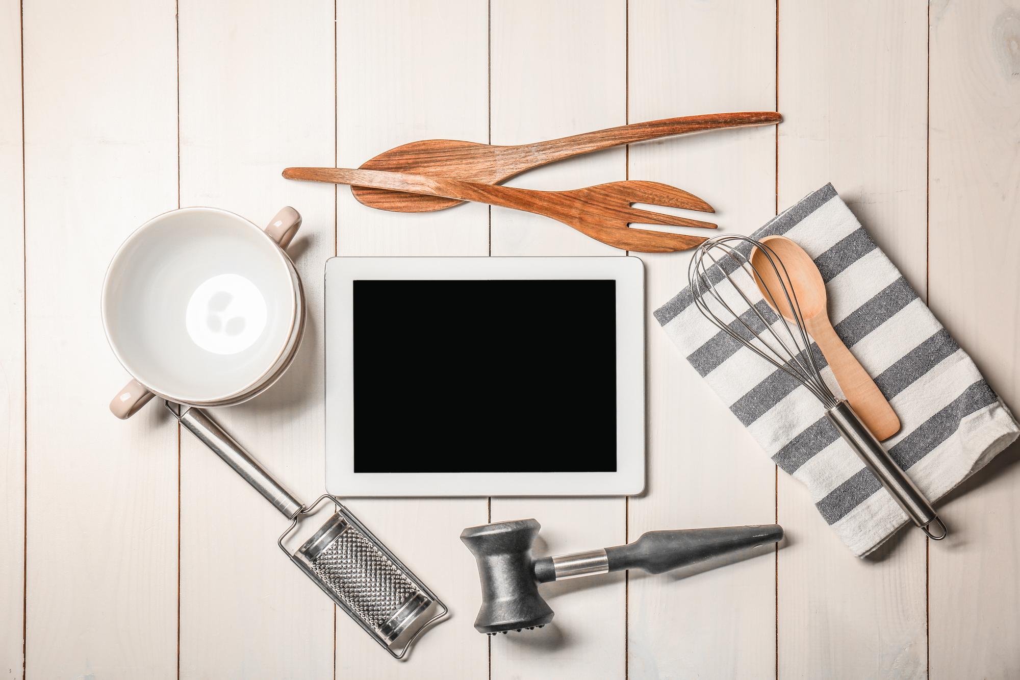 Cozy modern culinary workspace with plating tools